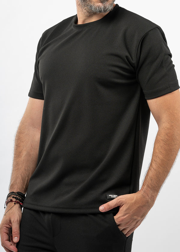 Ανδρική κοντομάνικη μπλούζα New Wave Clothing - 252-15 - fabric tee relaxed fit μαύρο