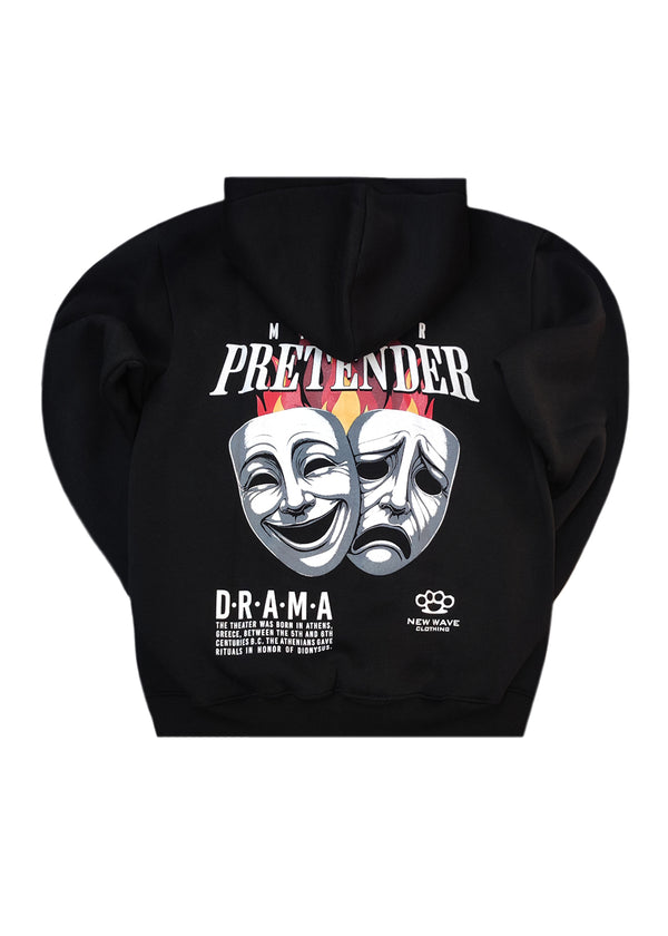 Ανδρικό φούτερ με κουκούλα New wave clothing -252-26-pretender logo regular fit μαύρο