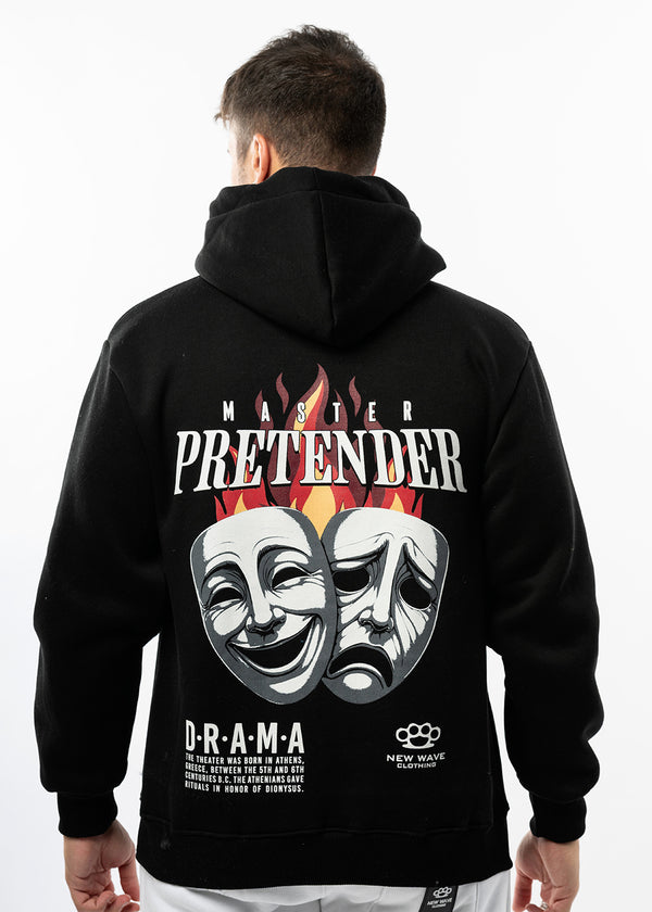 Ανδρικό φούτερ με κουκούλα New wave clothing -252-26-pretender logo regular fit μαύρο