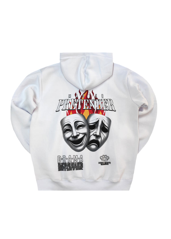 Ανδρικό φούτερ με κουκούλα New wave clothing -252-26-pretender logo regular fit λευκό