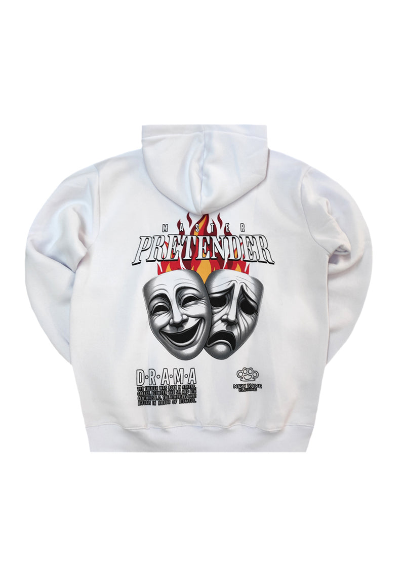 Ανδρικό φούτερ με κουκούλα New wave clothing -252-26-pretender logo regular fit λευκό
