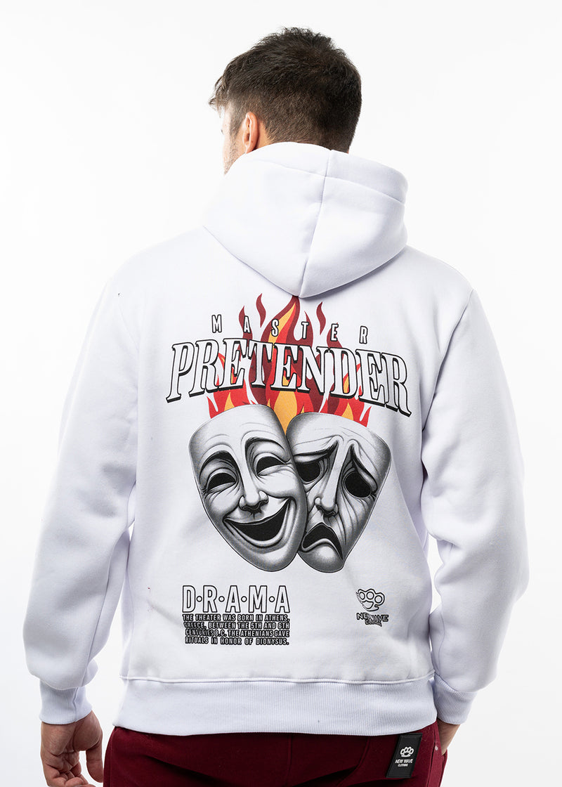Ανδρικό φούτερ με κουκούλα New wave clothing -252-26-pretender logo regular fit λευκό