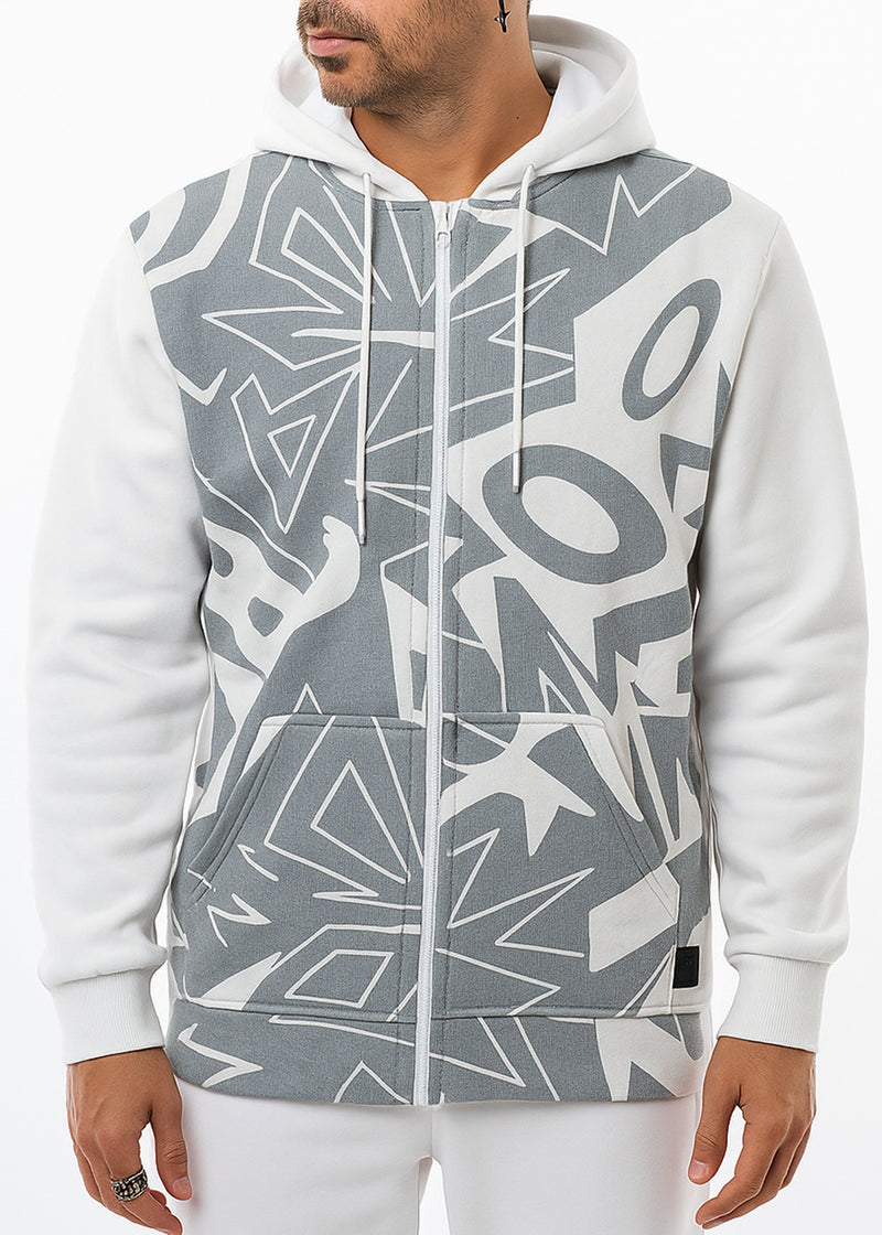 Ανδρική ζακέτα με κουκούλα New wave clothing-252-37-white-grey relief