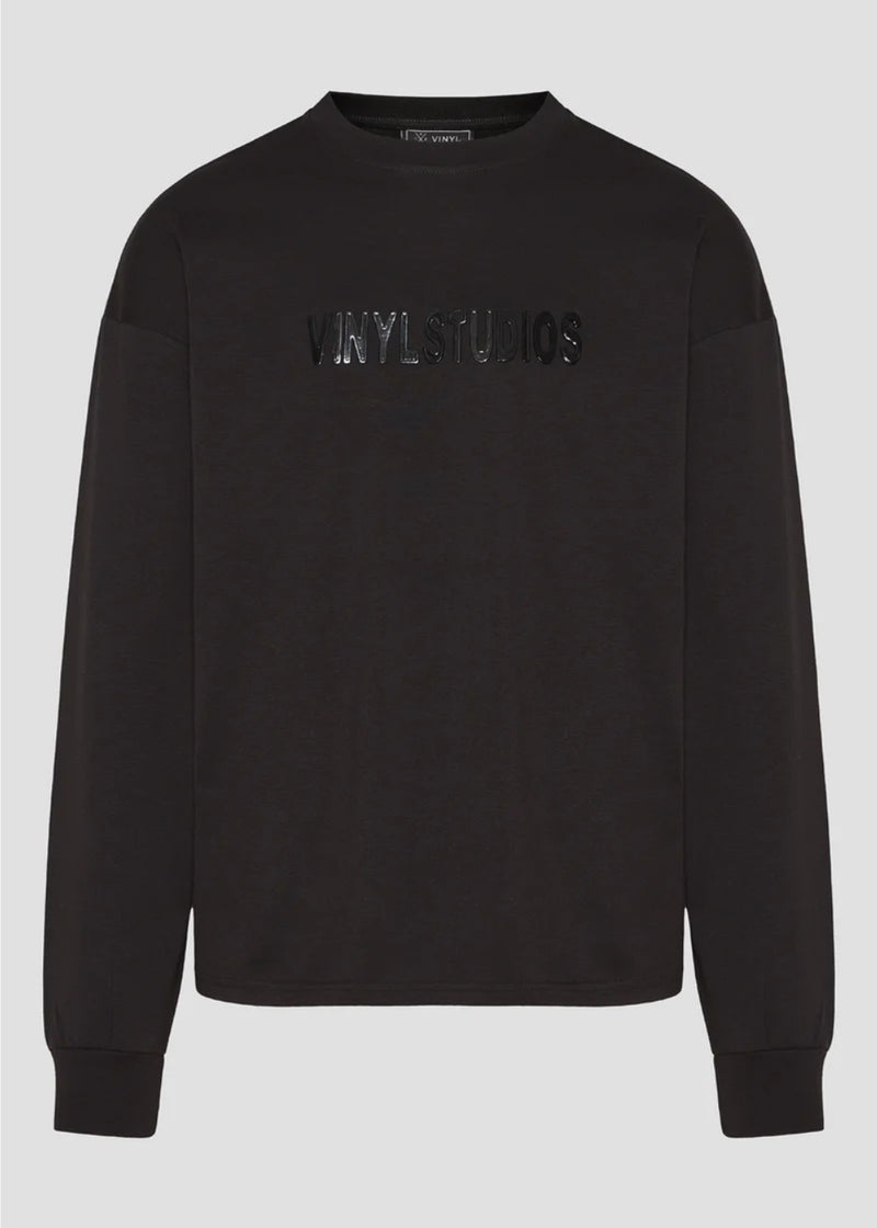 Ανδρική μακρυμάνικη μπλούζα Vinyl Art Clothing - 27272-01 -lounge luxe tee with logo cotton oversize fit μαύρο