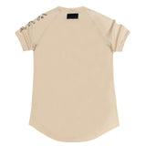 Ανδρική κοντομάνικη μπλούζα Vinyl art clothing - 27512-77 - logo print μπεζ