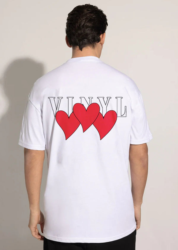 Αντρική κοντομάνικη μπλούζα Vinyl Art Clothing - 12845-02 - heartbeat oversized tee  λευκό