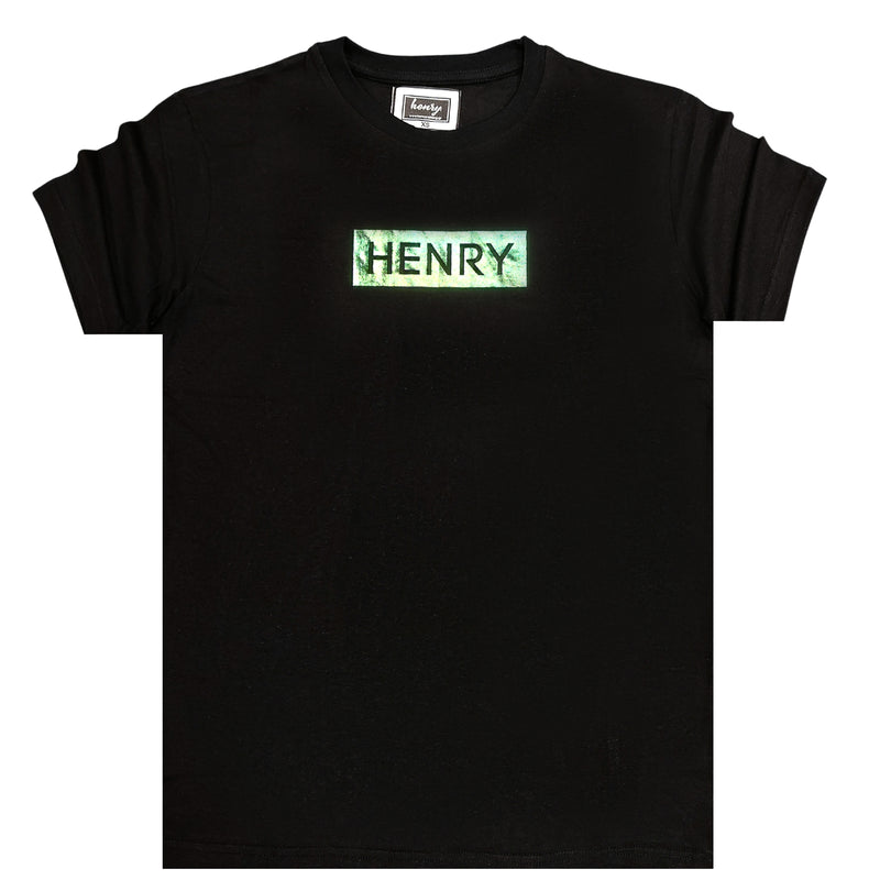 Ανδρική κοντομάνικη μπλούζα Henry clothing - 3-051 - iridescent logo t-shirt μαύρο