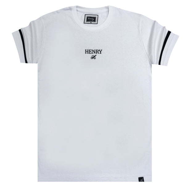Ανδρική κοντομάνικη μπλούζα Henry clothing - 3-052 - accent sleeve t-shirt λευκό
