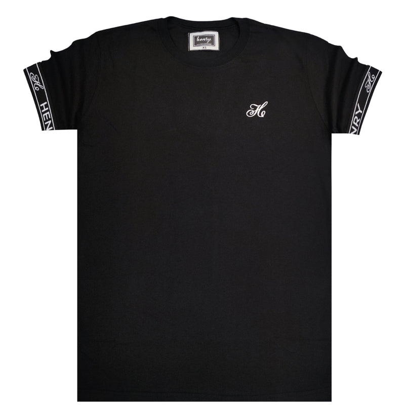 Ανδρική κοντομάνικη μπλούζα Henry clothing - 3-055 - elasticated sleeve t-shirt μαύρο