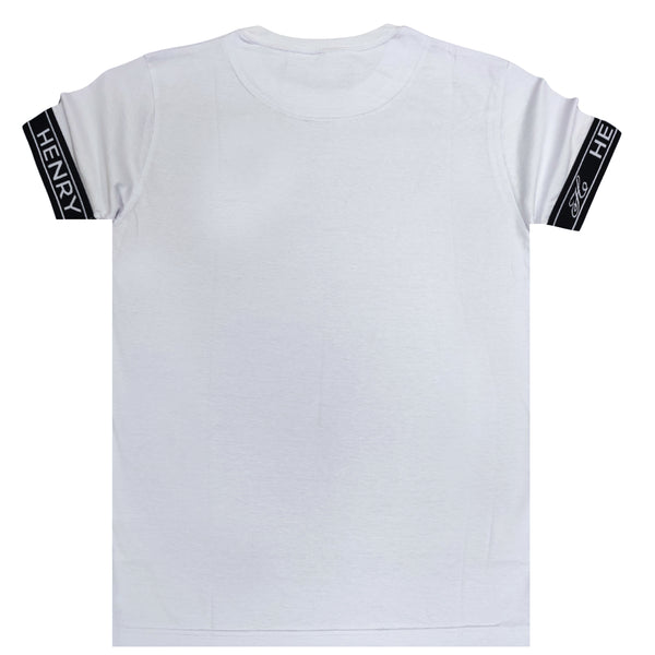 Ανδρική κοντομάνικη μπλούζα Henry clothing - 3-055 - tape t-shirt λευκό