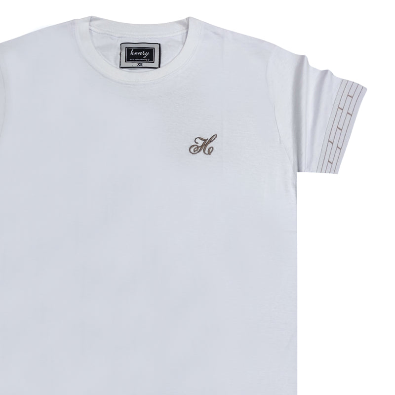 Ανδρική κοντομάνικη μπλούζα Henry clothing - 3-056 - tape t-shirt λευκό