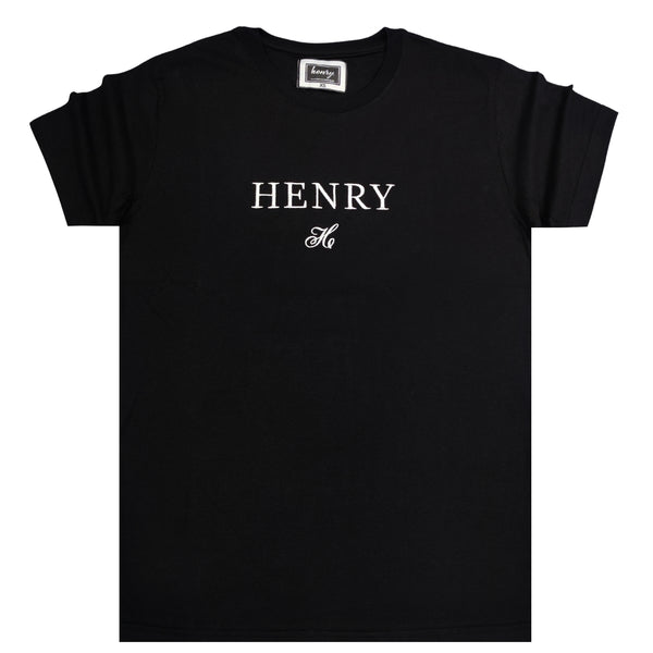 Ανδρική κοντομάνικη μπλούζα Henry clothing - 3-058 - logo t-shirt μαύρο