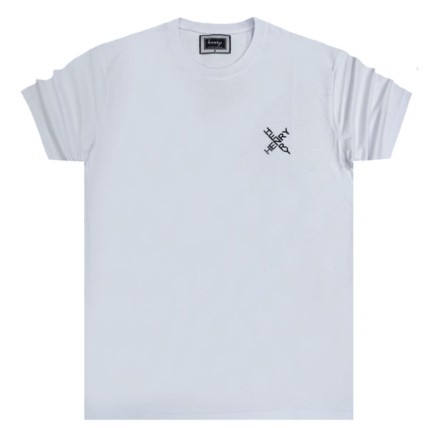 Ανδρική κοντομάνικη μπλούζα Henry clothing - 3-060 - X logo t-shirt λευκό