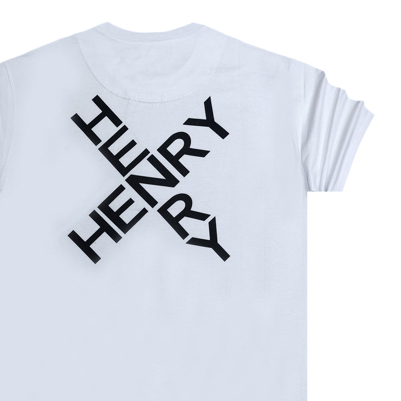 Ανδρική κοντομάνικη μπλούζα Henry clothing - 3-060 - X logo t-shirt λευκό