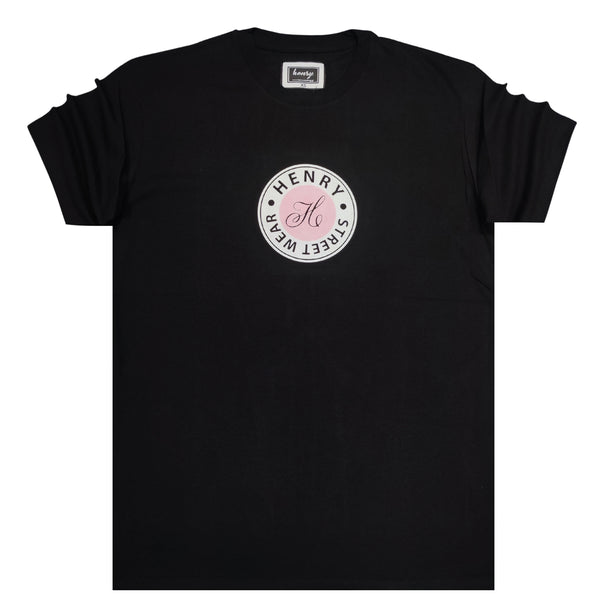 Ανδρική κοντομάνικη μπλούζα Henry clothing - 3-062 - round logo t-shirt μαύρο