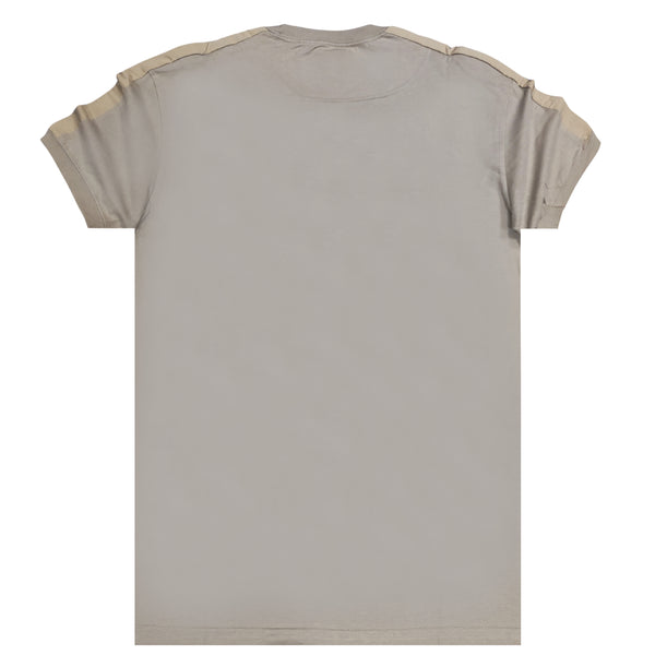Ανδρική κοντομάνικη μπλούζα Henry clothing - 3-064 - shoulder tape t-shirt σκούρο μπεζ