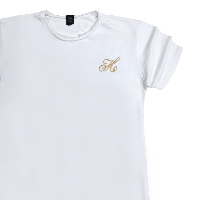Ανδρική κοντομάνικη μπλούζα Henry clothing - 3-198 - fraid neck t-shirt λευκό