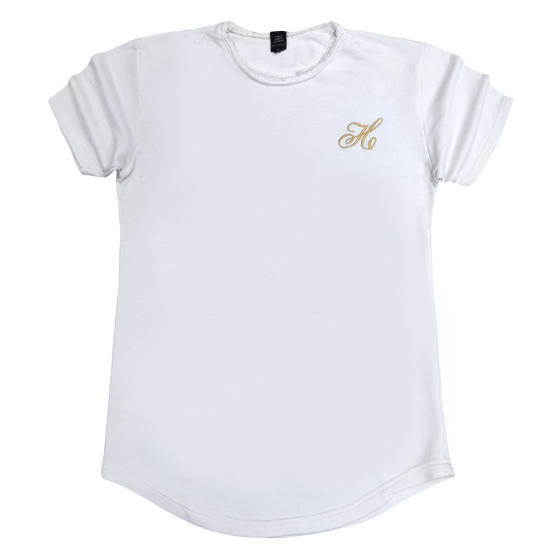 Ανδρική κοντομάνικη μπλούζα Henry clothing - 3-198 - fraid neck t-shirt λευκό