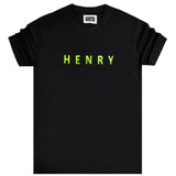 Henry clothing - 3-200 - simple green logo t-shirt - black