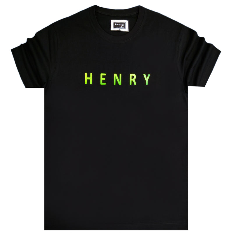 Henry clothing - 3-200 - simple green logo t-shirt - black