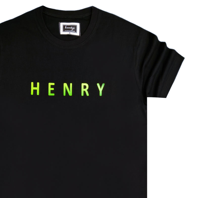 Henry clothing - 3-200 - simple green logo t-shirt - black