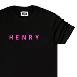 Henry clothing - 3-200 - simple magenta logo t-shirt - black