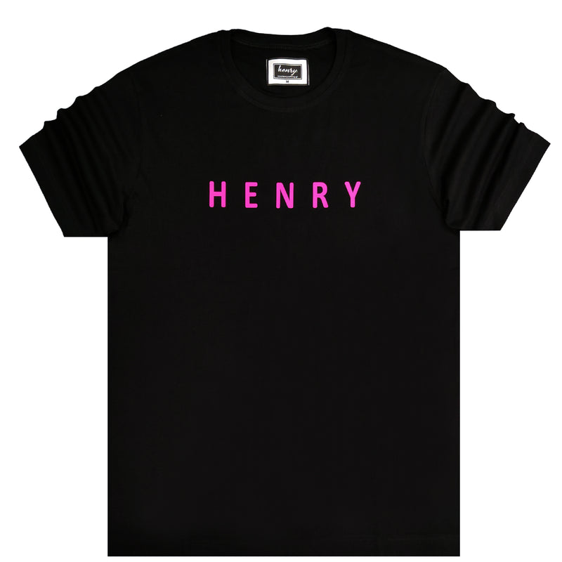 Henry clothing - 3-200 - simple magenta logo t-shirt - black