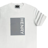 Ανδρική κοντομάνικη μπλούζα Henry clothing - 3-202 - grey box logo t-shirt λευκό