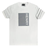 Ανδρική κοντομάνικη μπλούζα Henry clothing - 3-202 - grey box logo t-shirt λευκό