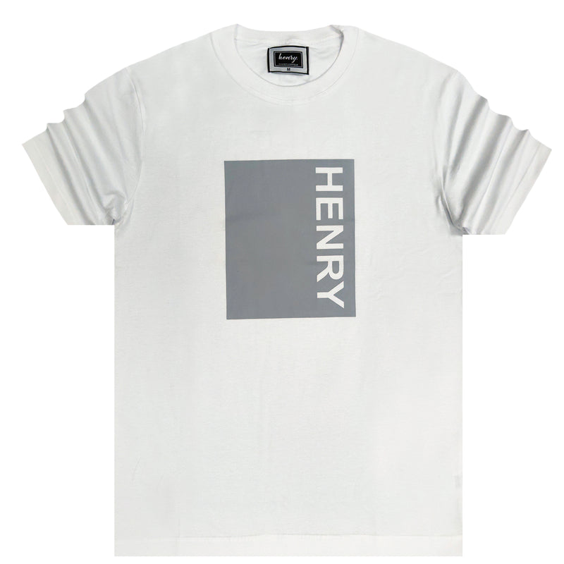 Ανδρική κοντομάνικη μπλούζα Henry clothing - 3-202 - grey box logo t-shirt λευκό