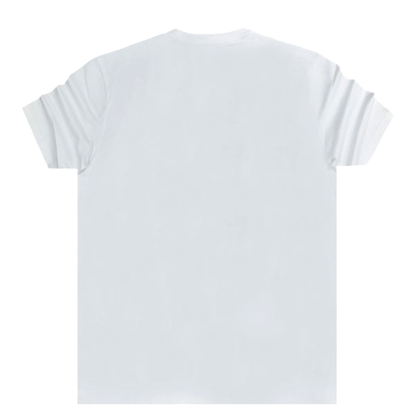 Ανδρική κοντομάνικη μπλούζα Henry clothing - 3-202 - aqua box logo λευκό