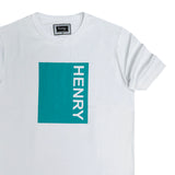 Ανδρική κοντομάνικη μπλούζα Henry clothing - 3-202 - aqua box logo λευκό
