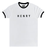 Ανδρική κοντομάνικη μπλούζα Henry clothing - 3-206 - black band t-shirt λευκό