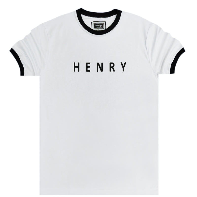 Ανδρική κοντομάνικη μπλούζα Henry clothing - 3-206 - black band t-shirt λευκό