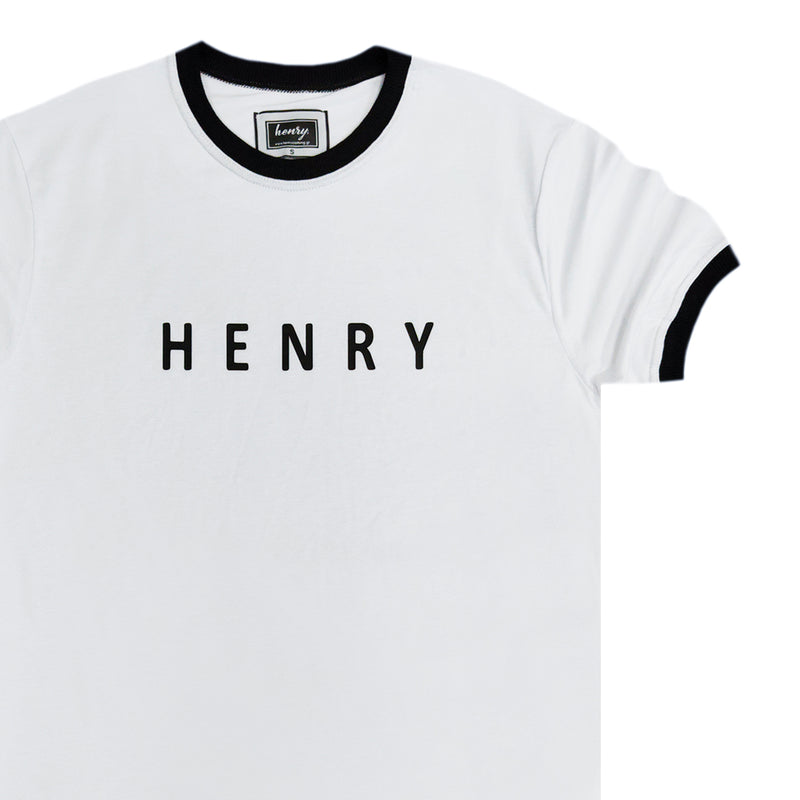 Ανδρική κοντομάνικη μπλούζα Henry clothing - 3-206 - black band t-shirt λευκό