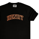 Henry clothing - 3-214 - orange logo t-shirt - black