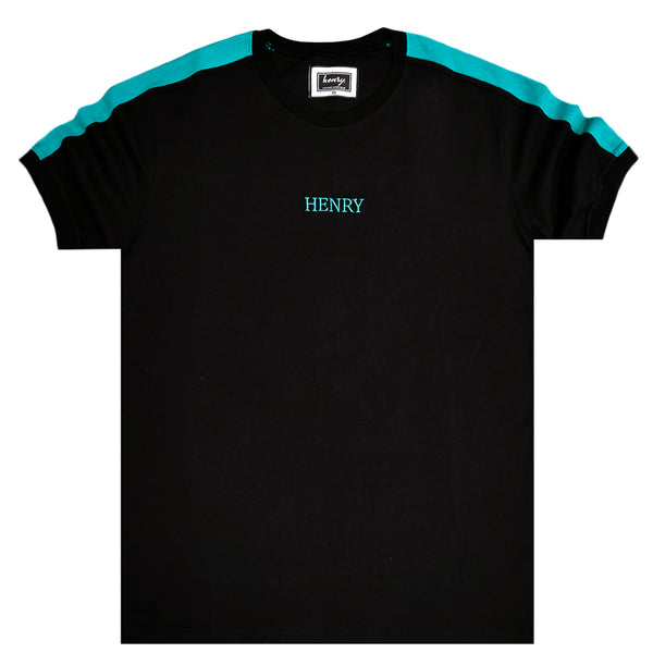 Ανδρική κοντομάνικη μπλούζα Henry clothing - 3-216 - blue tape t-shirt μαύρο