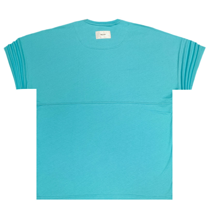 Ανδρική κοντομάνικη μπλούζα Henry clothing - 3-217 - extra oversized logo γαλάζιο