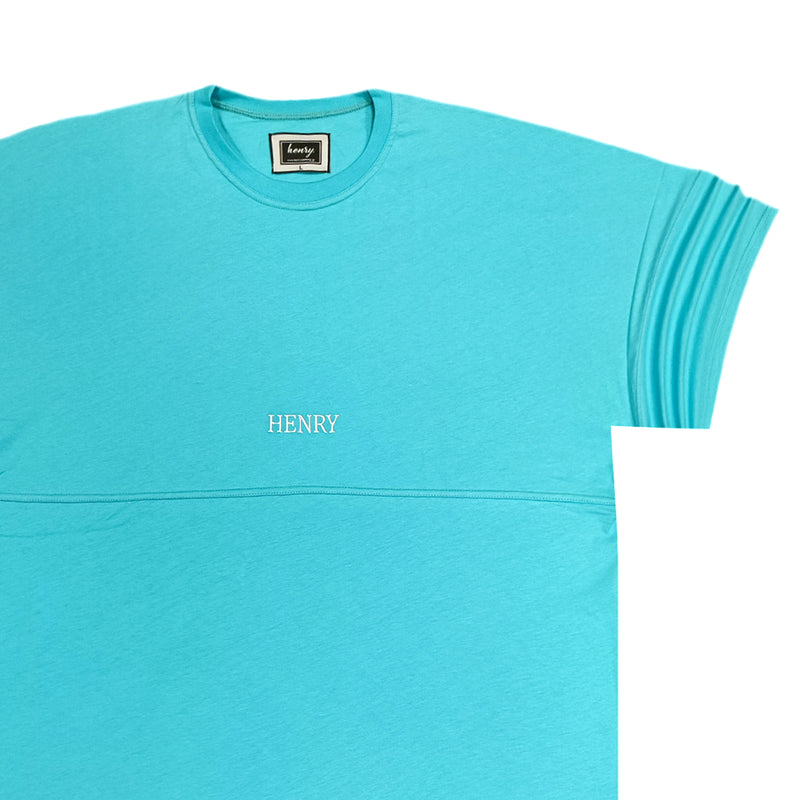 Ανδρική κοντομάνικη μπλούζα Henry clothing - 3-217 - extra oversized logo γαλάζιο