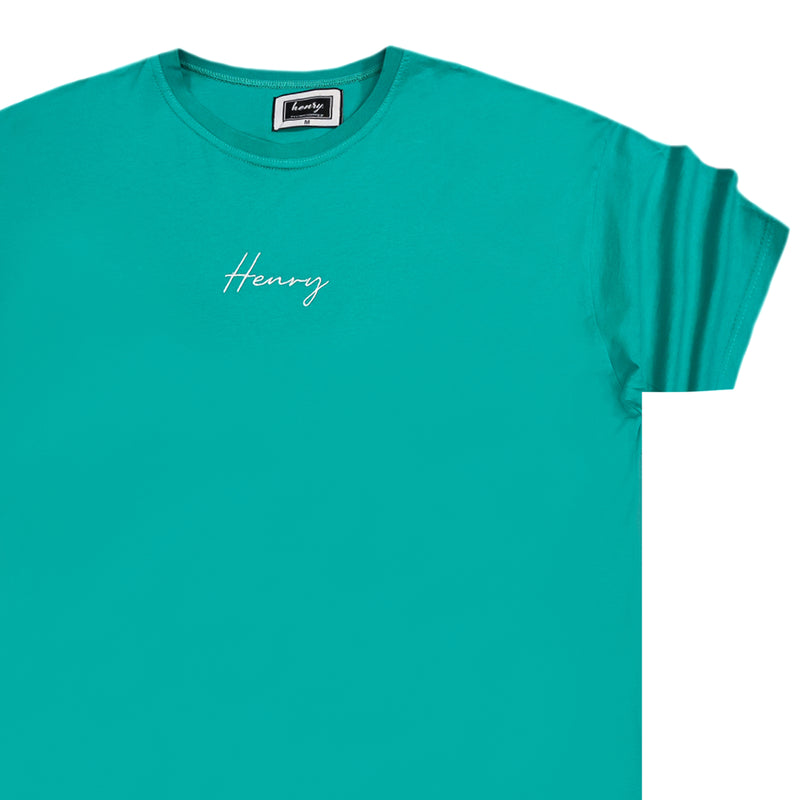 Ανδρική κοντομάνικη μπλούζα Henry clothing - 3-217 - extra oversized fit γαλαζοπράσινο