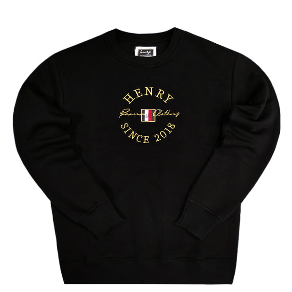 Henry clothing - 3-300 - black sweatshirt gold emblem