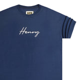 Henry clothing - 3-420 - white logo oversize tee - blue