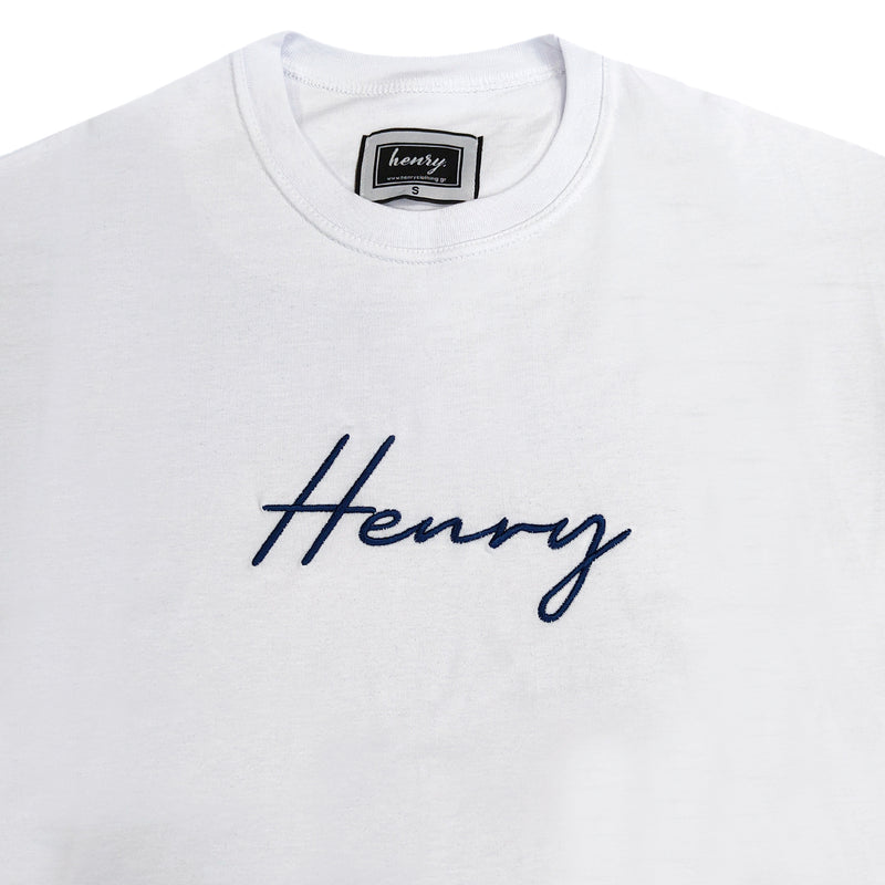 Henry clothing blue logo oversize tee - white