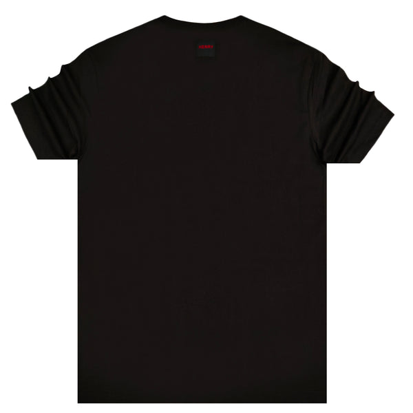 Ανδρική κοντομάνικη μπλούζα Henry clothing - 3-423 - grey logo μαύρο