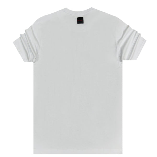 Ανδρική κοντομάνικη μπλούζα Henry clothing - 3-423 - black red logo tee λευκό