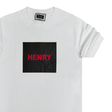 Ανδρική κοντομάνικη μπλούζα Henry clothing - 3-423 - black red logo tee λευκό