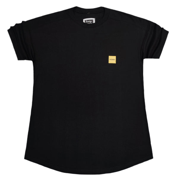 Ανδρική κοντομάνικη μπλούζα Henry clothing - 3-424 - oversized gold line tee μαύρο