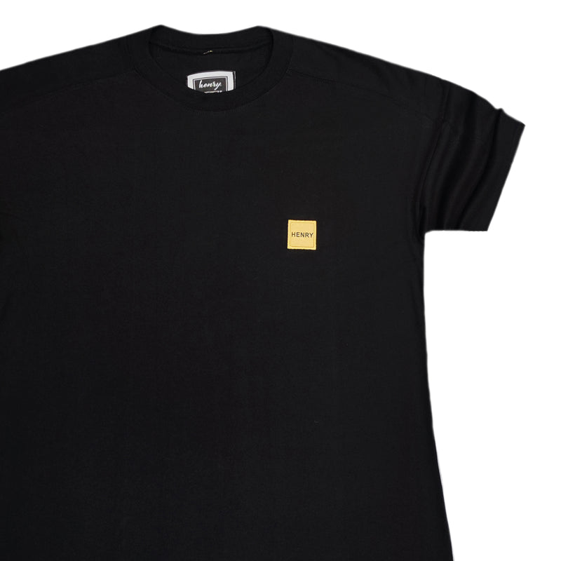 Ανδρική κοντομάνικη μπλούζα Henry clothing - 3-424 - oversized gold line tee μαύρο