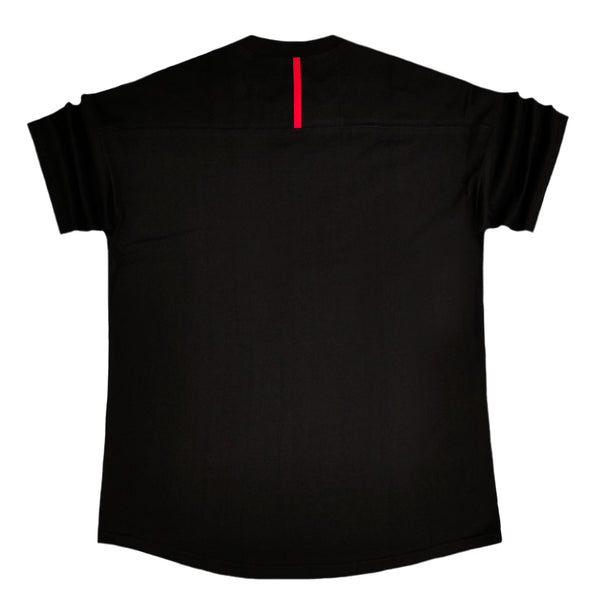 Henry clothing - 3-424 - oversized red line tee - black