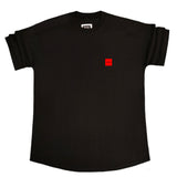 Ανδρική κοντομάνικη μπλούζα Henry clothing - 3-424 - oversized fit red line tee μαύρο